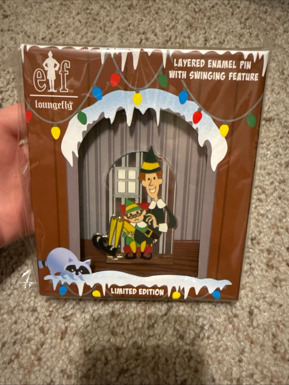 NWT Loungefly x Elf Layered Enamel Swinging Pin - Green & Yellow